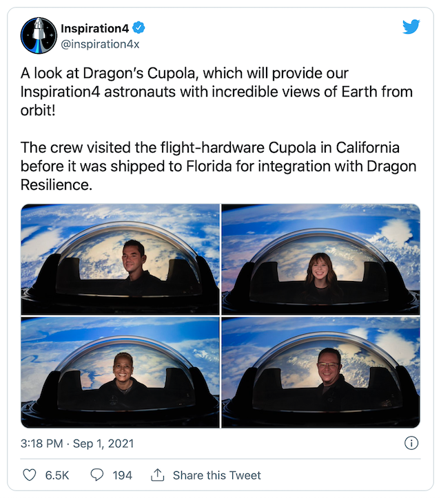 SpaceX Insp4 Cupola